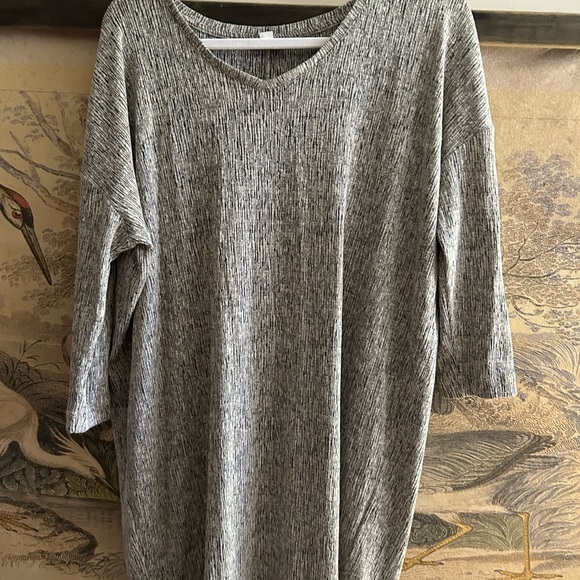 J Jill Black Gray Stretch Linen Blend Modern Dress SZ Medium Can fit Large - Picture 10 of 11